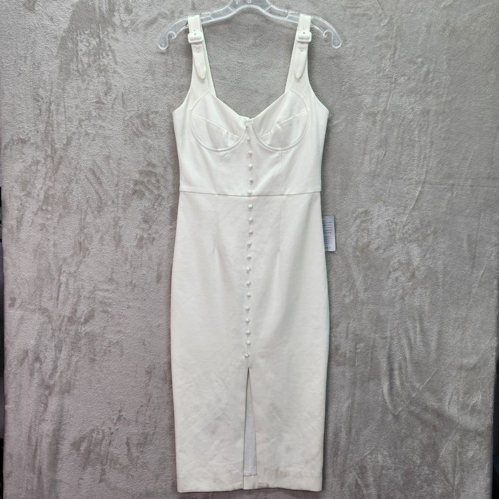 Lavish Alice Dress Womens‎ 6 Fitted Sheath Midi Button Front Adjustable Strap